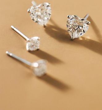 Nadri Heart Crystal Stud Earrings, Set of 2