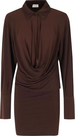 Andamane Lilia Mini Jurk - Dames - Korte kleedjes - Bruin - S - Polyester - Kleedjes