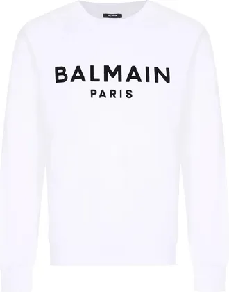 Balmain Flock Logo Print Sweatshirt, Size Medium