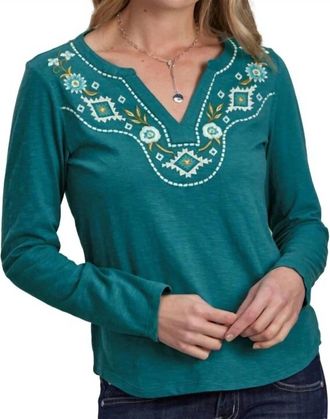 Roper Slub Jersey Long Sleeve Tee Shirt In Green