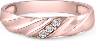 Pompeii3 VS Diamond 3-Stone Mens Wedding Band in White, Yellow, or Rose Gold Lab Grown
