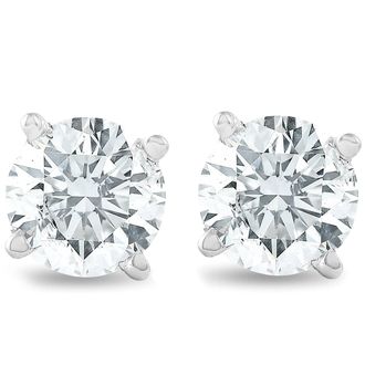 Pompeii3 3/4Ct Round Brilliant Natural Diamond Stud Earrings in 14K Gold Classic Setting