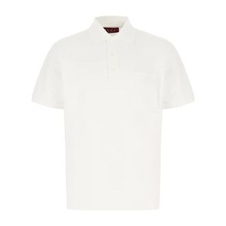 Gucci Piqu&eacute; polo shirt van katoen met borduursel - Heren - Polos - Wit - L - Katoen - Tops