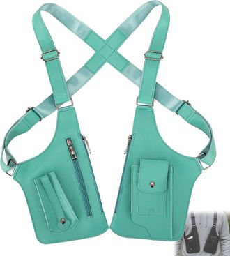 Generic Double Shoulder Armpit Bag For Men, Adjustable Shoulder Strap Bag, Leather Under Arm Shoulder Bag For Men (Green,Large)