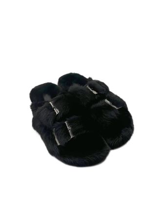 Linda Richards Womens Mink Slides In Black