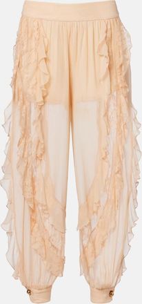 Zimmermann Rebellion ruffled silk wide-leg pants
