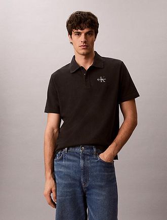Calvin Klein Cotton Piqu&eacute; Monogram Polo Shirt