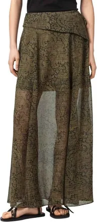 AllSaints Sali Sheer Maxi Skirt in Sirius Gold Black at Nordstrom, Size 0 Us