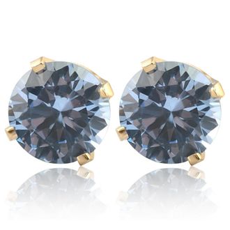 Pompeii3 1Ct TW Blue Topaz Studs in 10k White or Yellow Gold