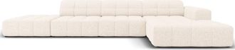BLOOMINGLOFT 5-Sitzer Design Ecksofa Chicago mit Ottomane links/Eckteil rechts, Chenille-Bezug
