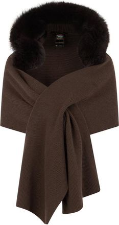 Moorer Chal con cuello de pelo - Accessories - Mujer - Marr&oacute;n - ONE SIZE