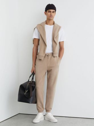 Reiss Camel Brown Cotton-blend Brushed Ribbed Joggers, Xxl