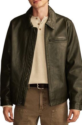 Lucky Brand Leather Touring Jacket in Forest Night at Nordstrom, Size Large