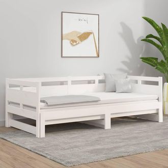 vidaXL Vidaxl - Sof&aacute; Cama Extra&iacute;ble Madera Maciza De Pino Blanco 2x(80x200) Cm