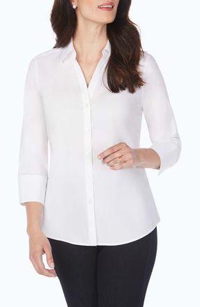 Foxcroft Mary Non-Iron Stretch Cotton Button-Up Shirt in White at Nordstrom, Size 10 P