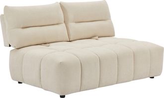 Vente-Unique Sof&aacute; de 2 plazas con respaldo movible en tela texturizada beige APOLIU