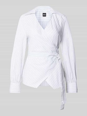HUGO BOSS Taillierte Langarmbluse aus reiner Baumwolle Modell BEKANIA1 in Weiss, Gr&ouml;&szlig;e 32