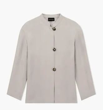 Emporio Armani Guru Collar Washed Fluid Lyocell Shirt