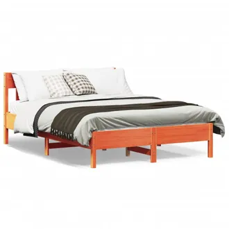 vidaXL Cama Sin Colch&oacute;n Madera Maciza De Pino Marr&oacute;n Cera 120x200 Cm Vidaxl