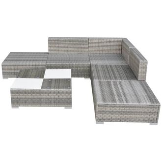 Berkfield Home Modern 6 Piece Garden Lounge Set with Cushions Poly Rattan Grey