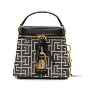 Balmain Mini bolso con candado y motivo monograma - Bags - Mujer - Negro - ONE SIZE