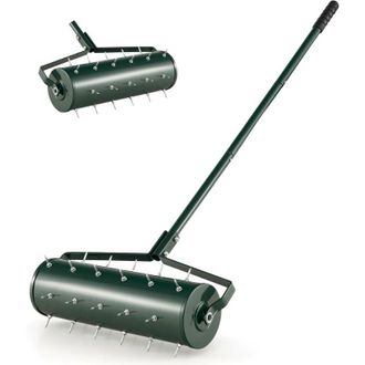 Costway Costway Rodillo Aireador De C&eacute;sped Enrollable, Herramienta De C&eacute;sped Con Mango Desmontable De 130cm Y P&uacute;as Para Aflojar El Suelo, Para Jard&iacute;n, Patio, 