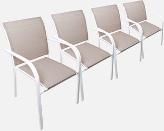 Sweeek Sweeek - Set di 4 poltrone da giardino in alluminio e textilene
