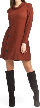 Papillon Knit Cowl Neck Sweater Dress In Rust