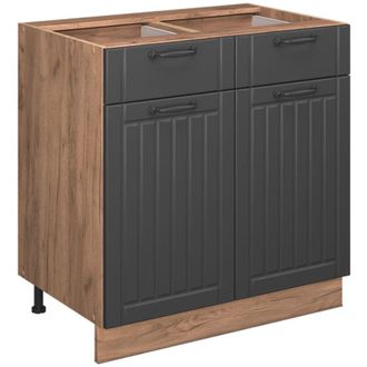 Vicco Mueble Bajo De Cocina Fame-line, Gris Oscuro, 80 Cm, Et M&aacute;rmol, Vicco