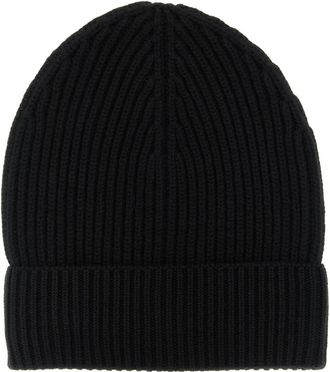 Dolce & Gabbana Turn-up Wollen en Kasjmier Beanie - Dames - Hoeden - Zwart - ONE Size - Wol - Accessoires