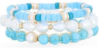 Nordstrom Rack 3-Pack Beaded Bracelet in Blue Multi- Gold at Nordstrom Rack