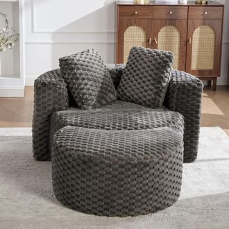 STILVORA Sill&oacute;n Individual Comprimido Con Reposapi&eacute;s, Silla De Dormir, Sill&oacute;n Redondo De Gran Tama&ntilde;o, Sin Montaje Requerido, Sof&aacute; Sin Estructura Para Sala De E