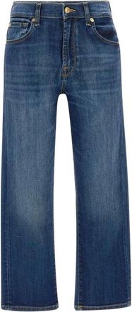 7 For All Mankind Jeans Straight Pre-owned - Dames - Regular Fit Jeans - Blauw - W27 - Katoen - Jeans