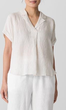 Eileen Fisher Notched Collar Organic Linen Top in Chalk at Nordstrom Rack, Size X-Large