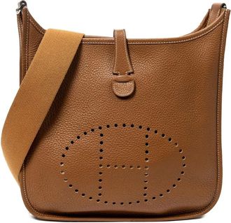 Herm&egrave;s Borsa a spalla traforata con logo 2000 - Marrone