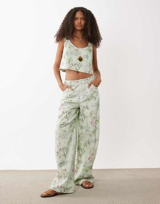 Asos Pantaloni bombati con stampa a fiori in coordinato-Multi