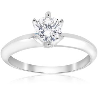 Pompeii3 1/2ct Diamond Solitaire Engagement Ring 14K White Gold Size Selectable