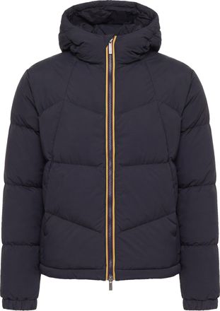 K-Way Padded Quilted Jacket With Chevron Stitching And Hood