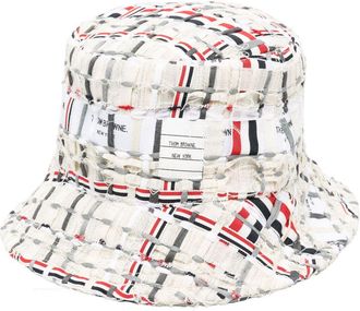 Thom Browne tweed bucket hat - unisex - Cotton/Polyester/Wool/Viscose/Polyamide/Cotton - L - Orange