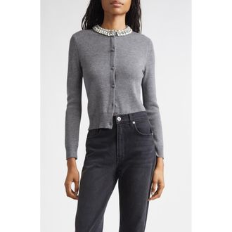 Veronica Beard Daro Embellished Collar Cardigan in Dark Heather Grey at Nordstrom, Size X-Small