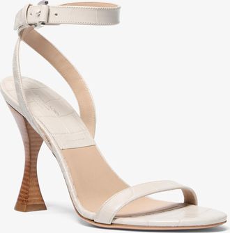 Michael Kors Bianca Crocodile Embossed Leather Sandal