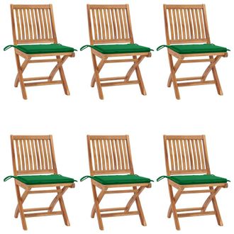 vidaXL Sillas De Jard&iacute;n Plegables 6 Uds Madera Maciza Teca Con Cojines Vidaxl