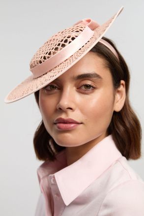 Karen Millen Womens Crochet Satin Bow Fascinator - Pink - One Size