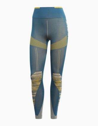 adidas Womens Geometric Patterned Shapewear Leggings - Green - Size: 12