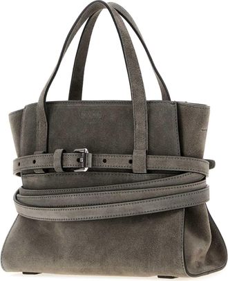 Moschino Womens Grey Suede Moschino Tie Me Handbag Grigio Scuro Borse A Mano Bag