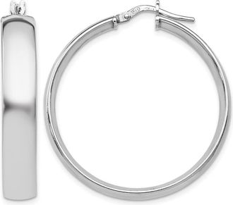 Diamond2Deal Sterling Silver Polished Hinged Round Hoop Earrings