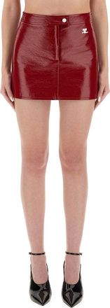 Courr&egrave;ges Vinyl Mini Skirt - Red