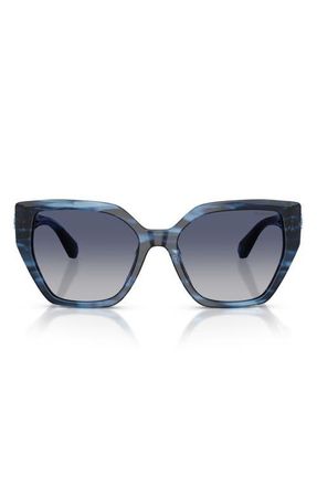 Swarovski 56mm Gradient Irregular Sunglasses in Striped Blue/gradient Blue at Nordstrom