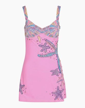 Oceanus Womens Crescent Shell Mini Dress Multi Colour - Pink - Size: 10/8