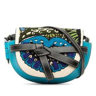 Loewe Pre-owned Gate Crossbody Bag - Dames - Pre-owned - Blauw - Maat: ONE Size Leer